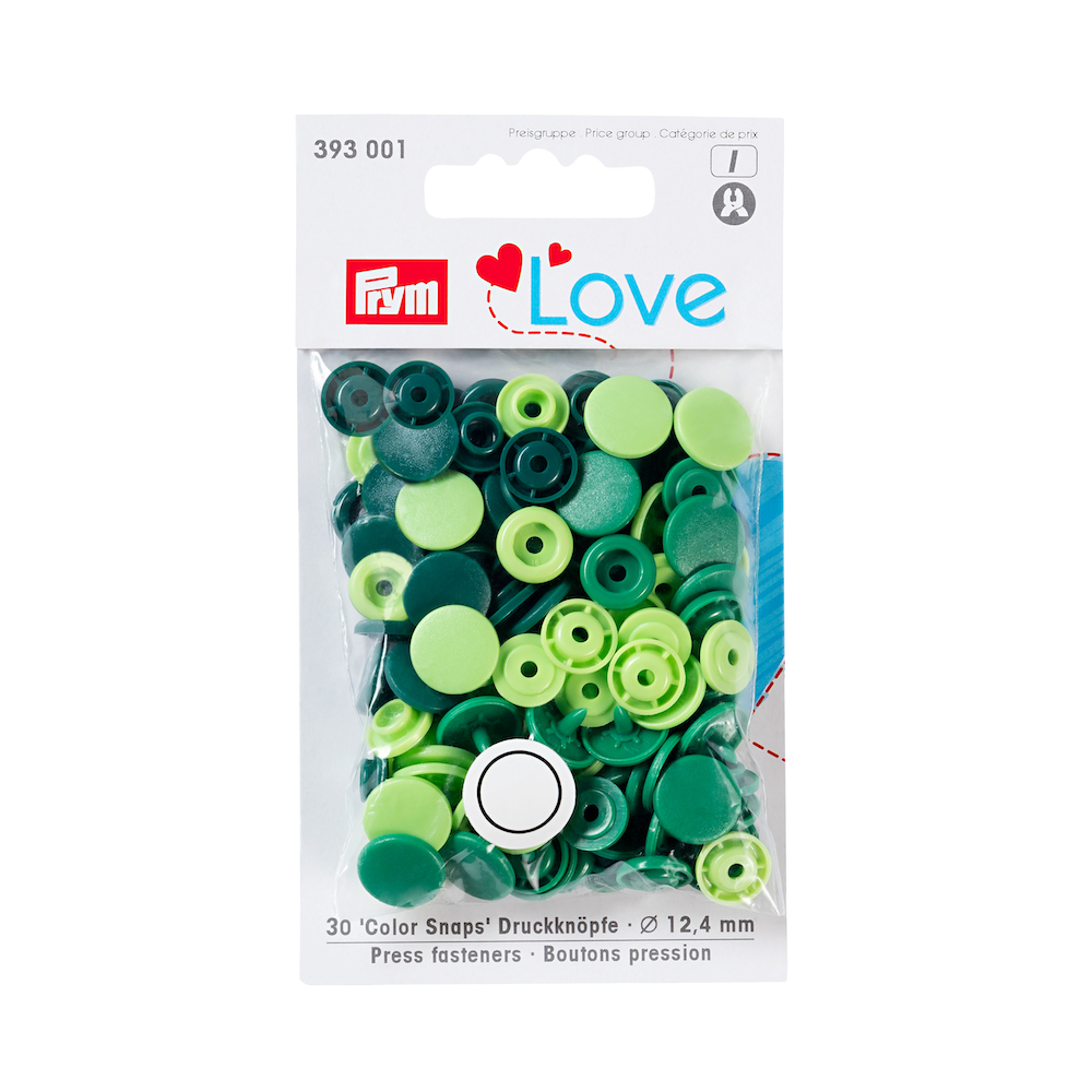 Druckknopf Color Snaps, Prym Love, 12,4mm, grün sortiert, 30 Stk. 