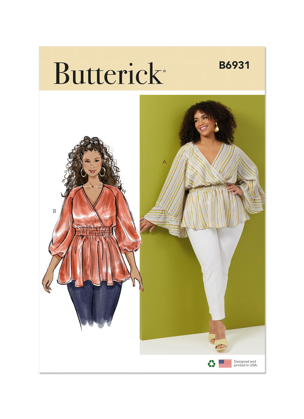 Butterick® Papierschnittmuster Wickelbluse Damen B6931