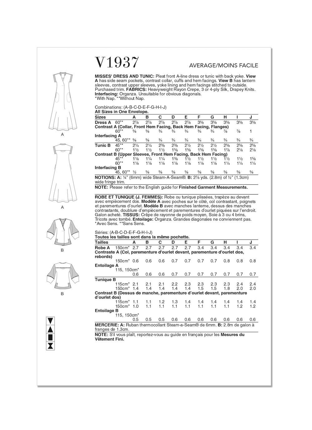 Vogue® Patterns Papierschnittmuster Sandra Betzina Kleid & Bluse V1937 Größe A