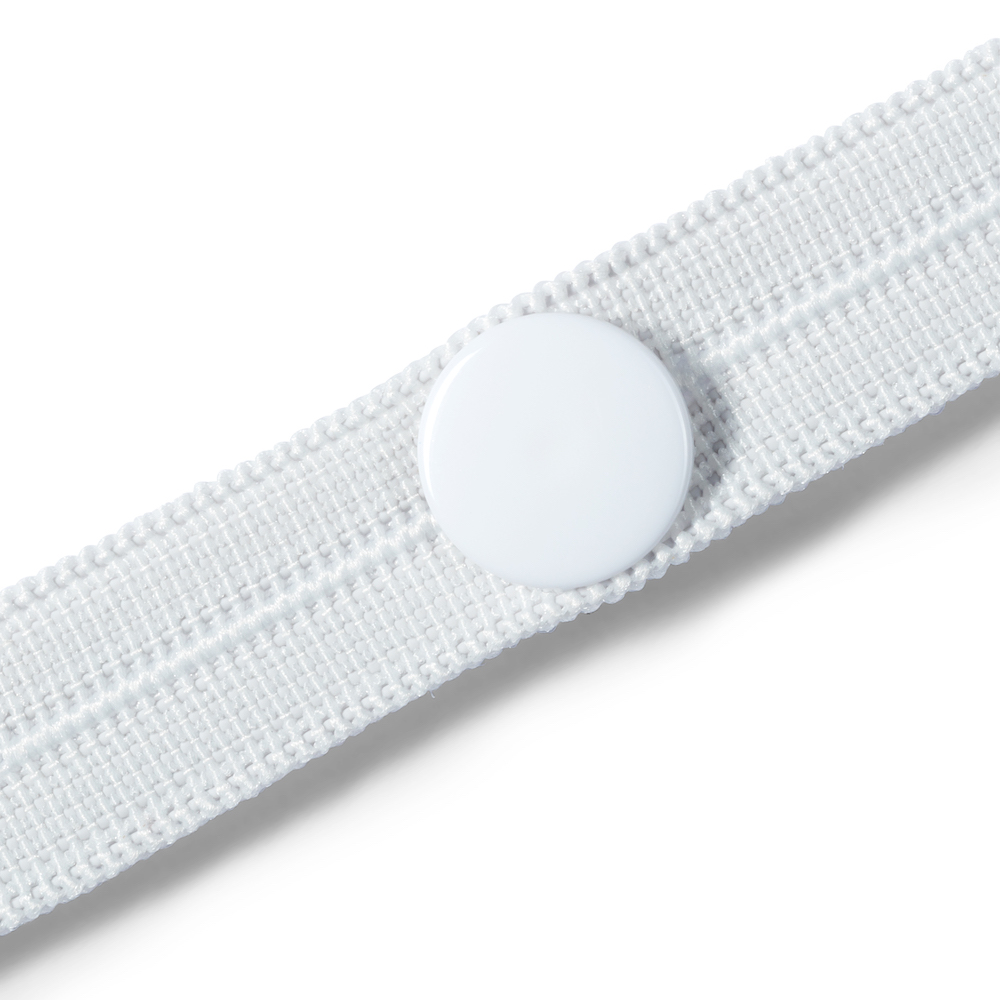 Knopfloch-Elastic / geflochten mit 3 Knöpfen 12 mm, weiß,  3m