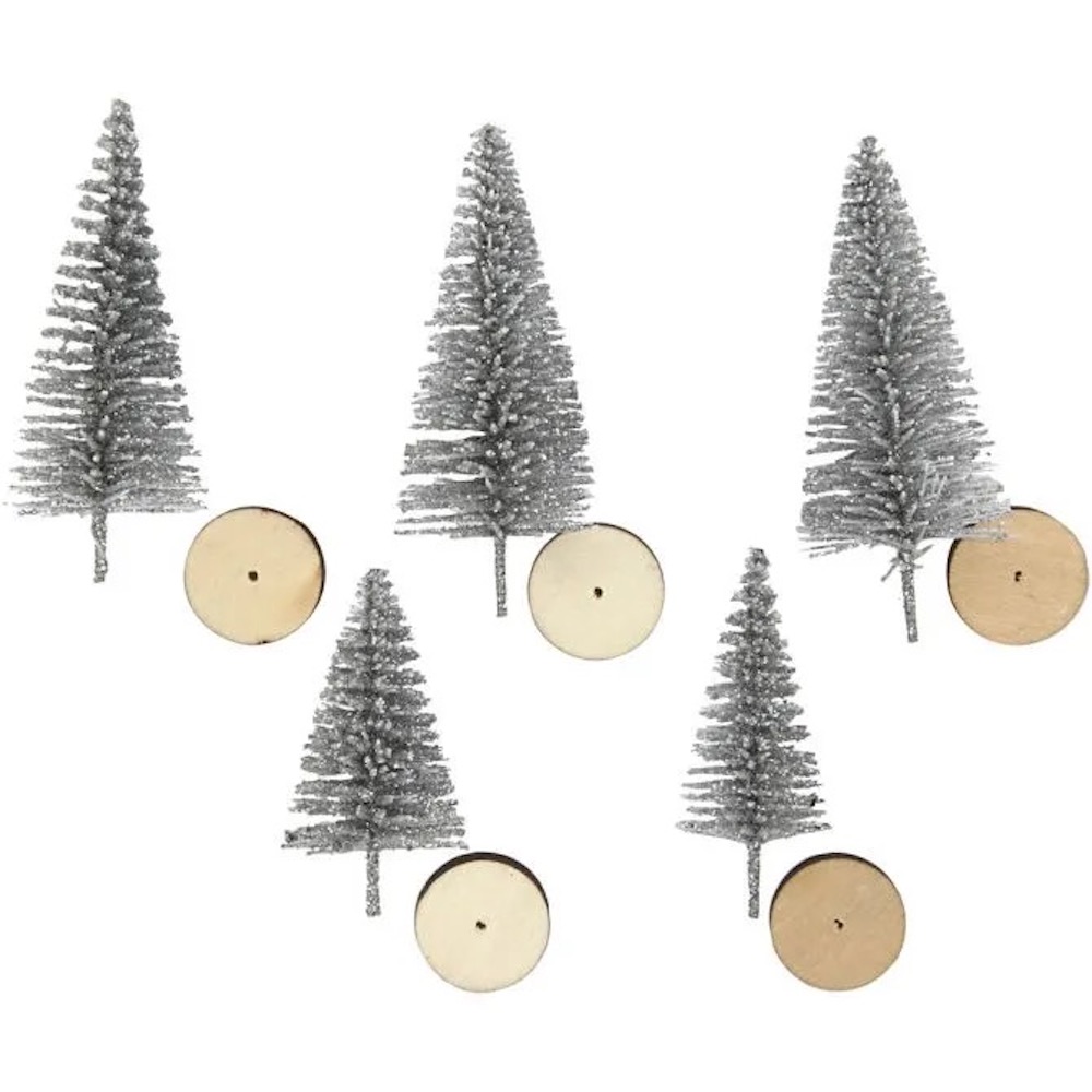 Weihnachtsbäume, H: 40+60 mm, 5 Stück