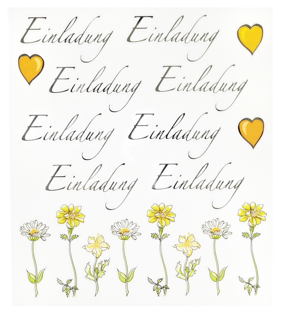 Hobby-Design Sticker, Einladung Blumen & Herzen, 15x17cm