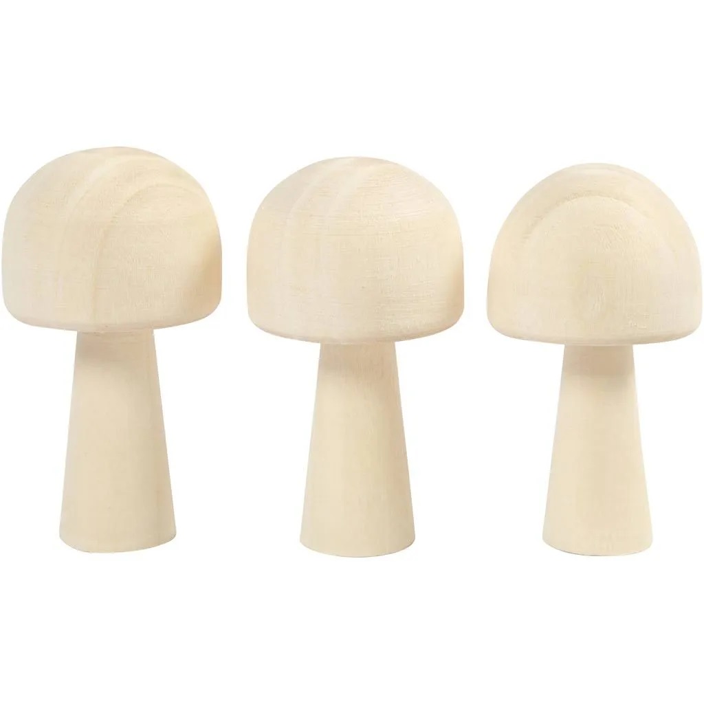 Holz-Pilze, H: 5,2 cm, D 2,9 cm, 3 Stk/ 1 Pck