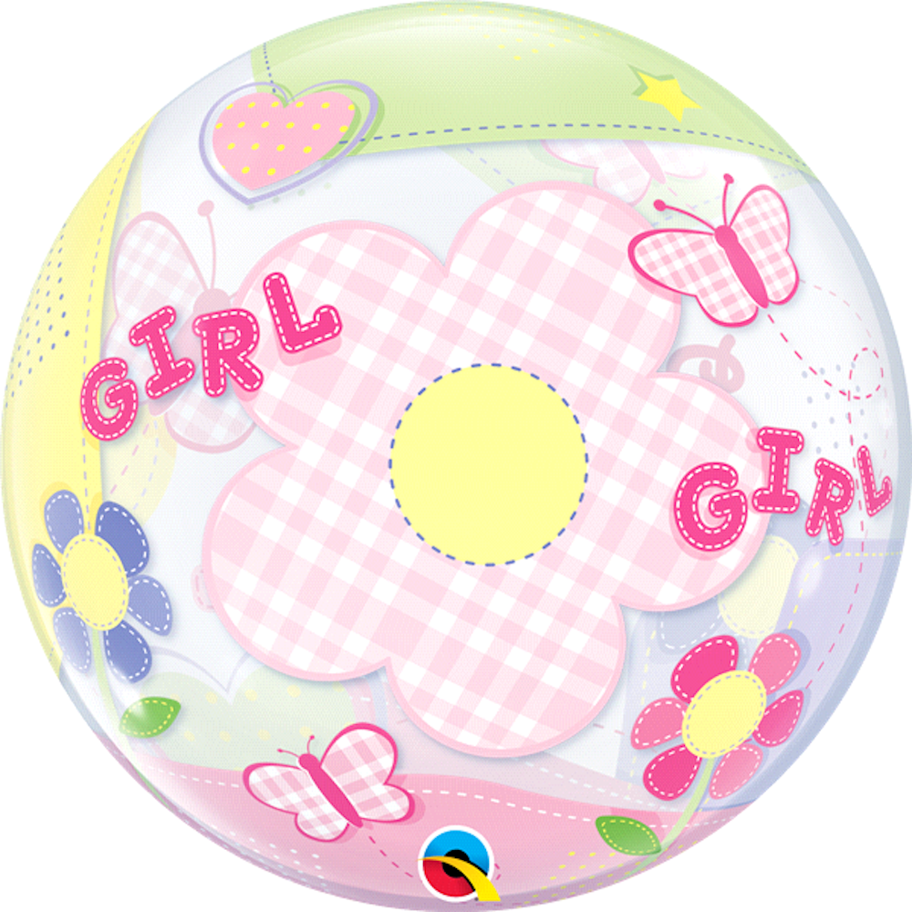 Folienballon Bubble - Baby Girl Schmetterling - 56cm