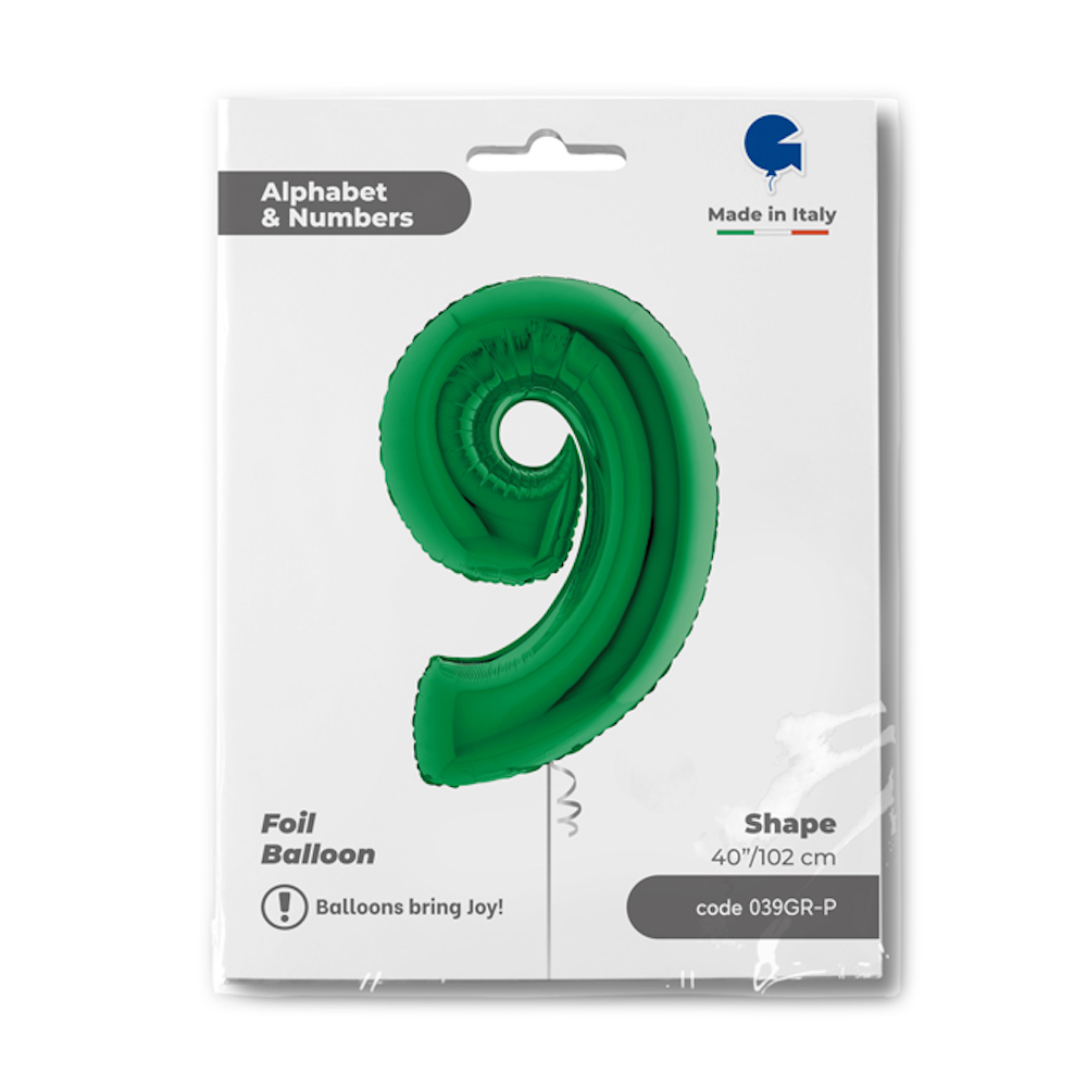 Folienballon Zahlen metallic grün 40"/ 102cm