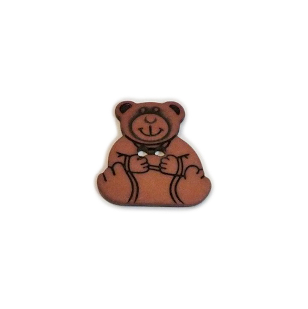 Kinderknopf, Teddybär, 2-Loch - Größe: 33mm - Farbe: Braun, 1 Stück