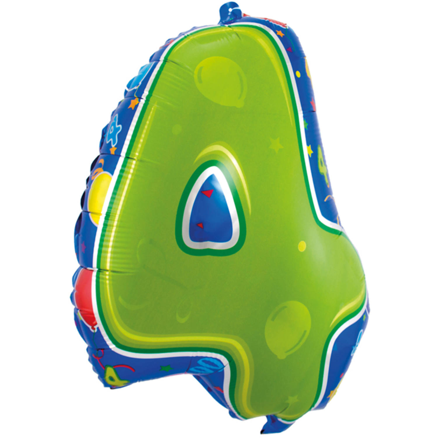 Folienballon  Zahl 4  - grün/blau - 56cm (Unverpackt)