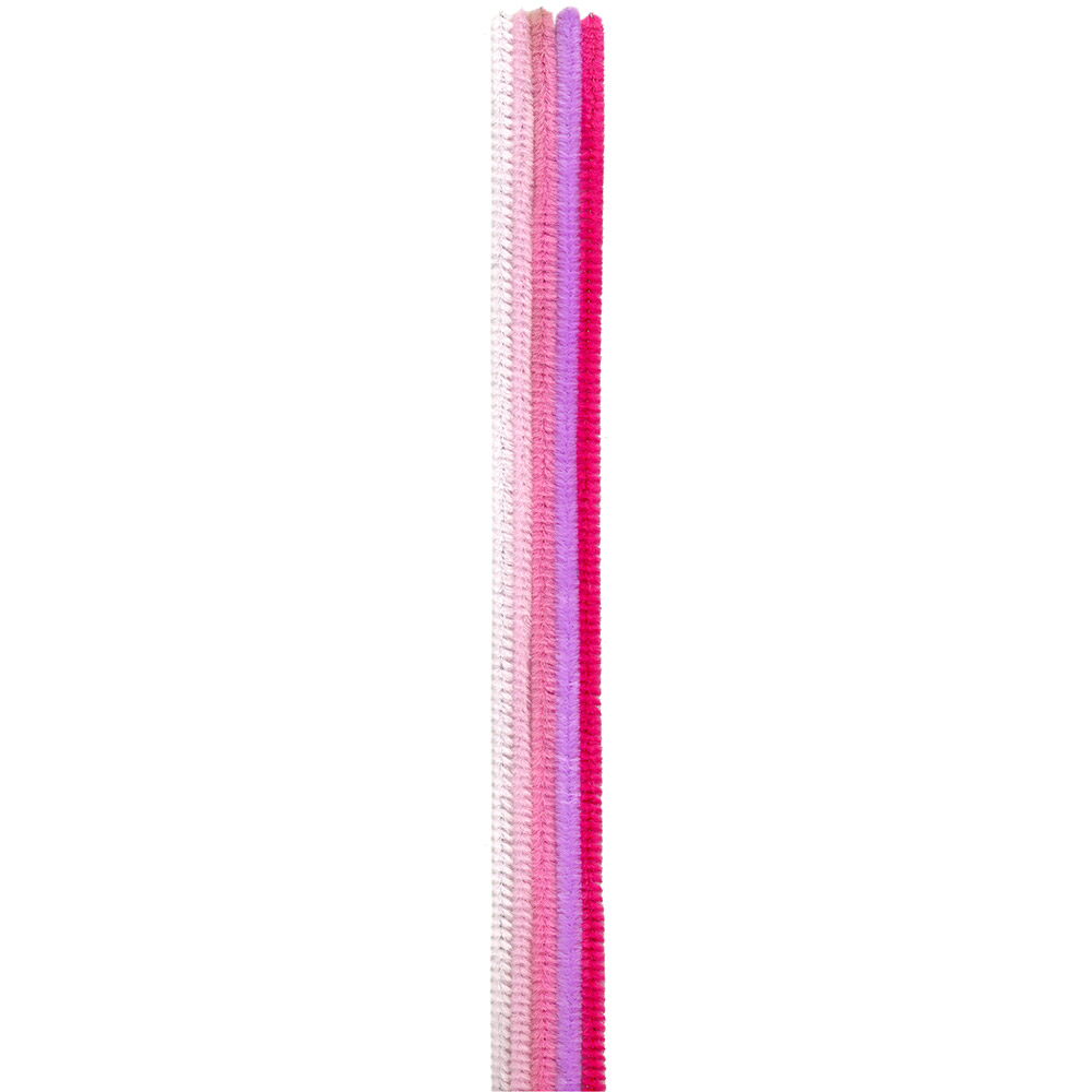 Chenille Sortiment, rosa sortiert  6mm, 30cm, 25 Stk.
