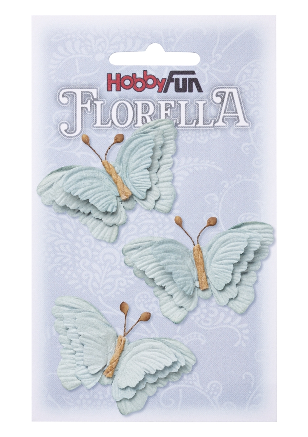 FLORELLA Schmetterlinge aus Maulbeer-Papier, ca.6 cm, hellblau, Btl. à 3 St.