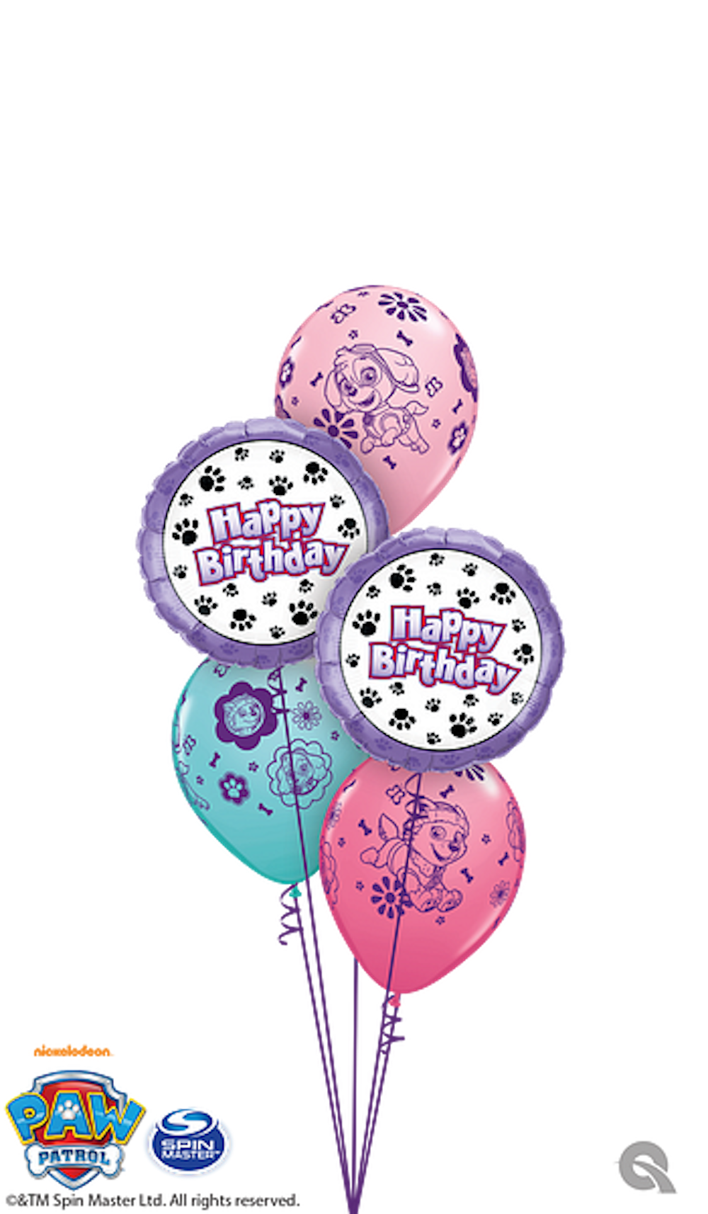 Folienballon rund - Happy Birthday Pfoten - 46cm