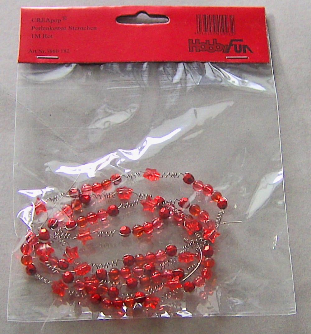 Creapop Deko-Girlande 1m - Perlenkette Sternchen rot