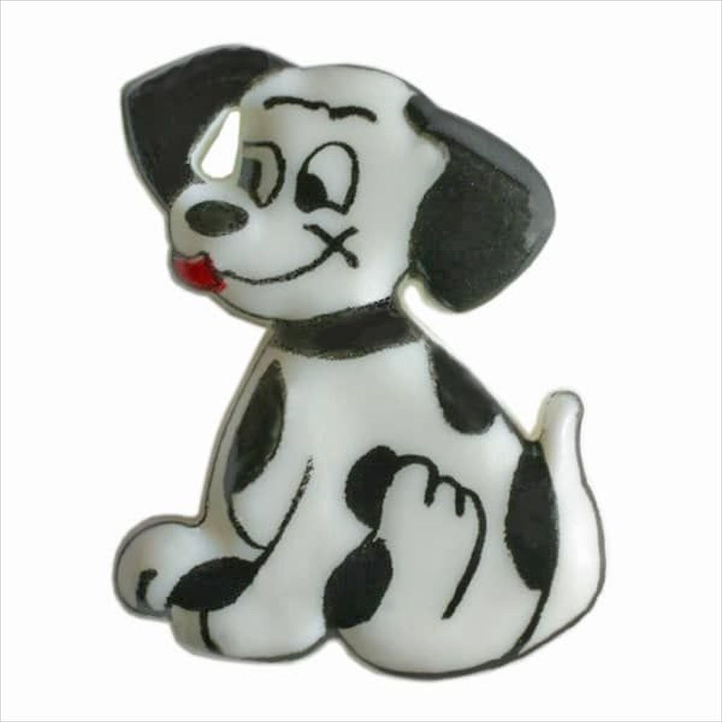 Kinderknopf Knopf mit Öse  Dalmatiner Hund 23mm  weiß   1 Stck.