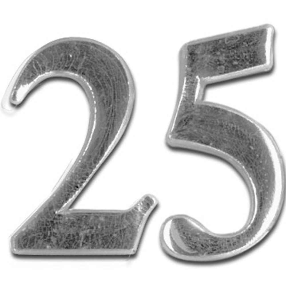 Wachs-Jubiläum-Ziffer "25", groß/silber, 25x30 mm