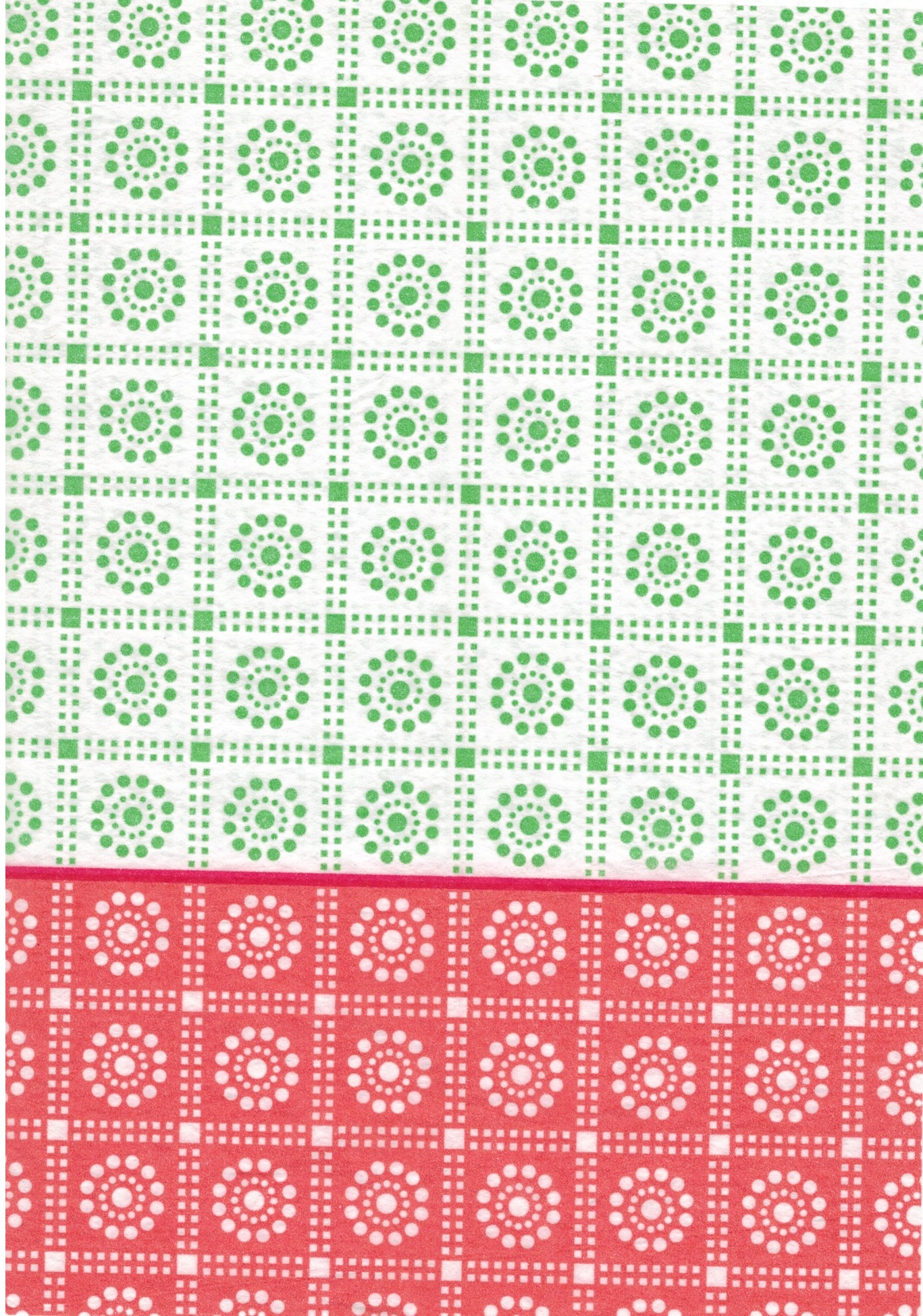 Découpage-Papier, 25x35 cm, 17 g,  grün-weiß-orange Punkte, 1 Blatt