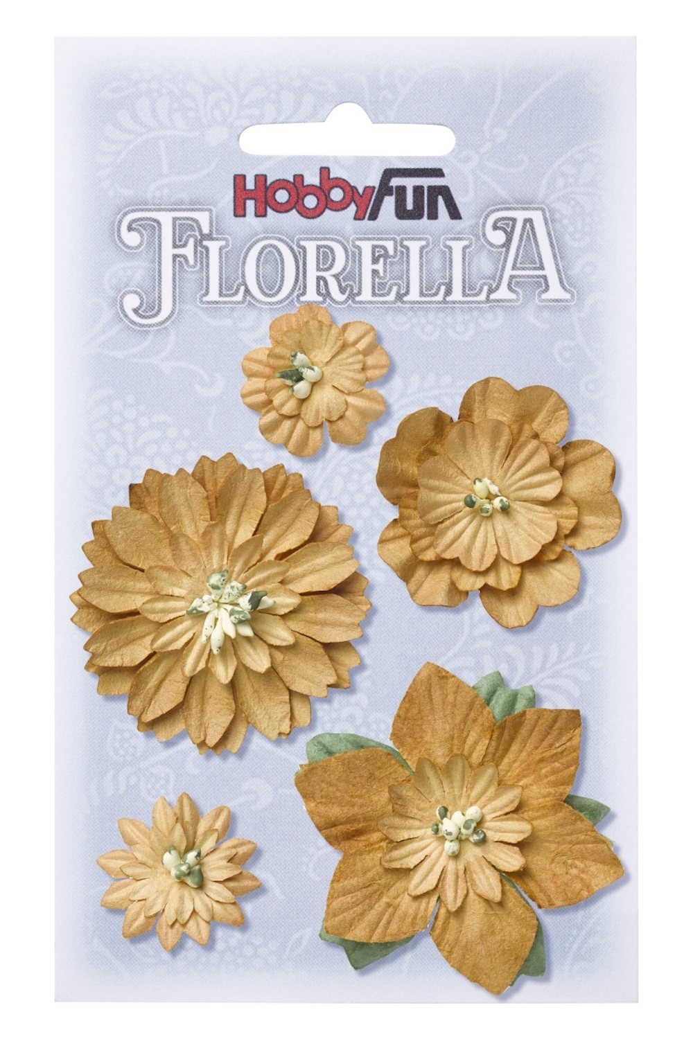 FLORELLA-Blüten aus Maulbeer-Papier 2 - 5 cm sort., beige, Btl. à 5 St.