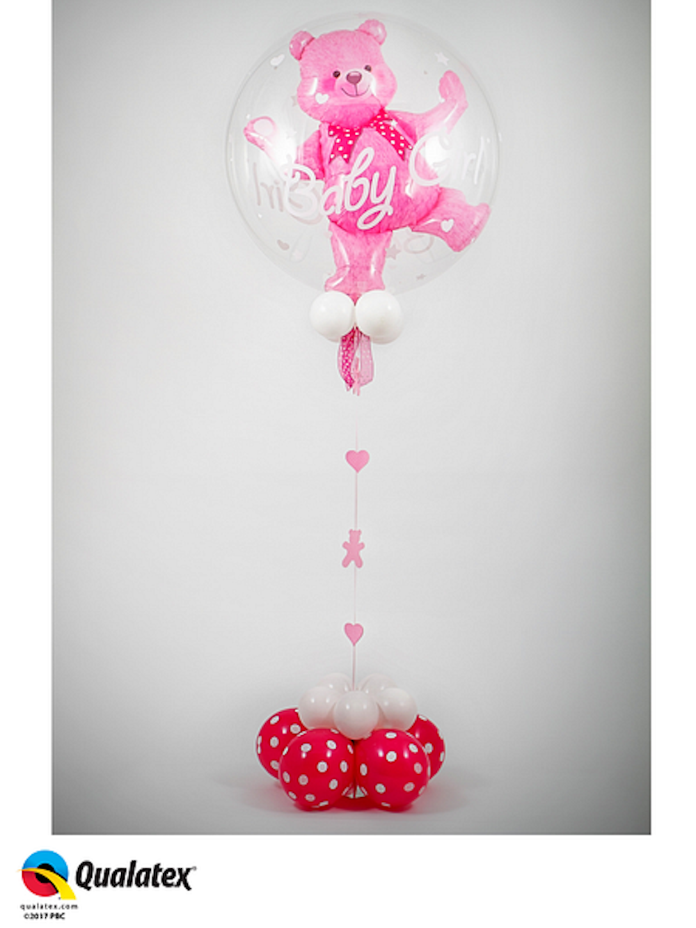 Folienballon Double Bubble - Baby Girl Bär - 56cm
