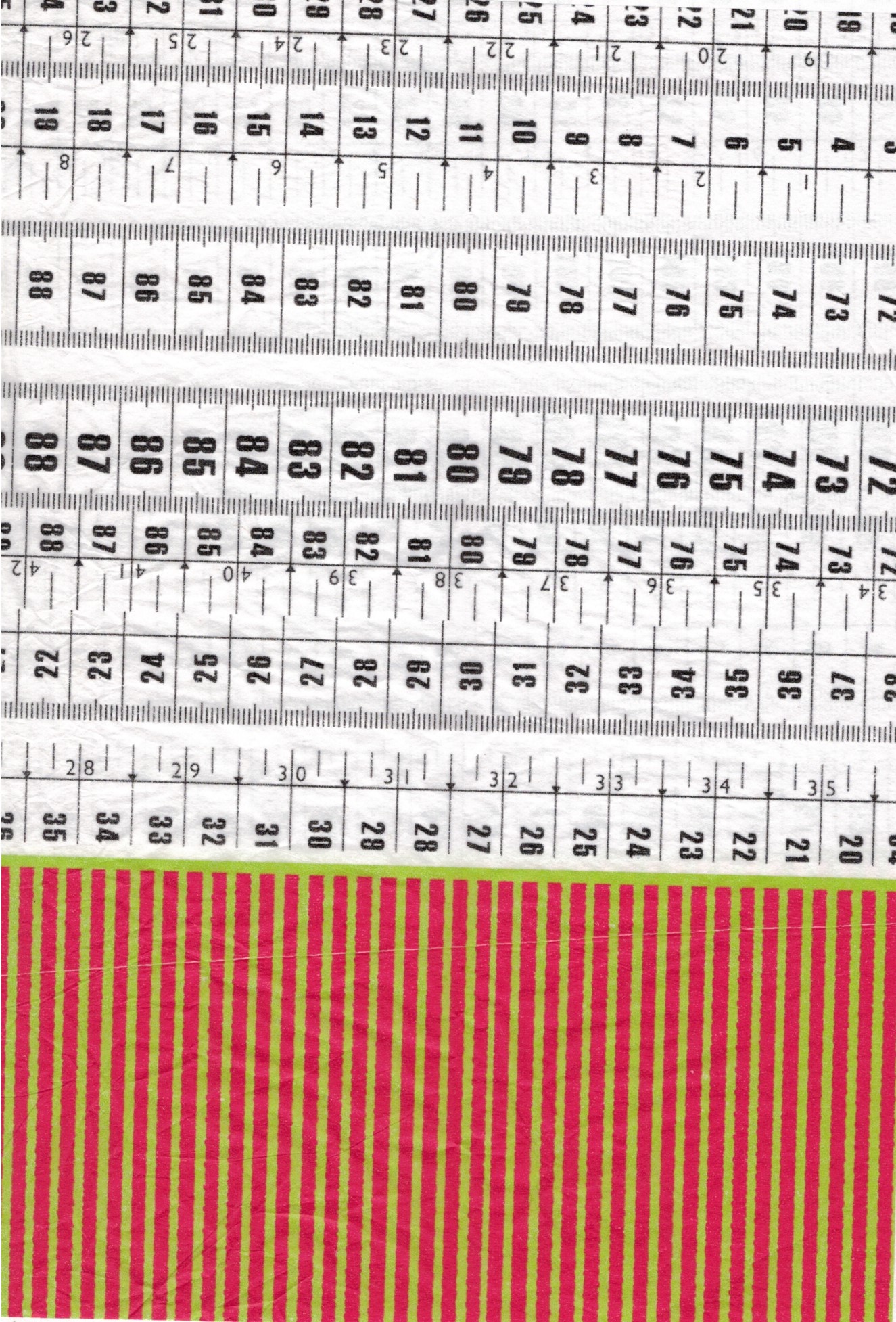 Découpage-Papier, 25x35 cm, 17 g,  Maßband & Streifen rot-grün, 1 Blatt 
