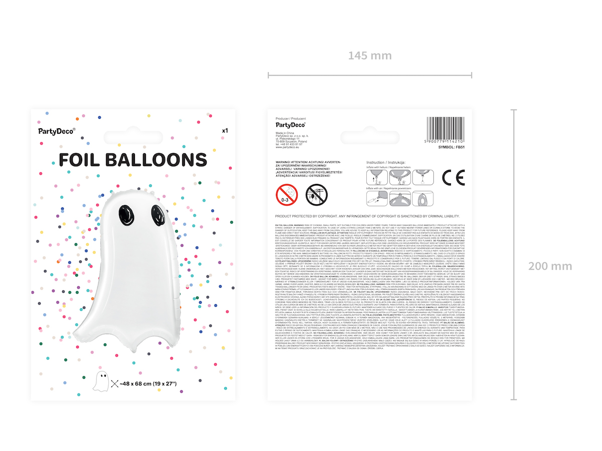Folienballon - Geist weiß - 68cm