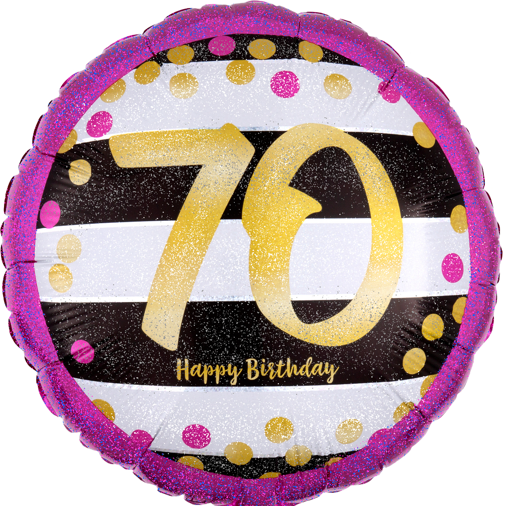 Folienballon rund - Zahl 70 - Pink & Gold