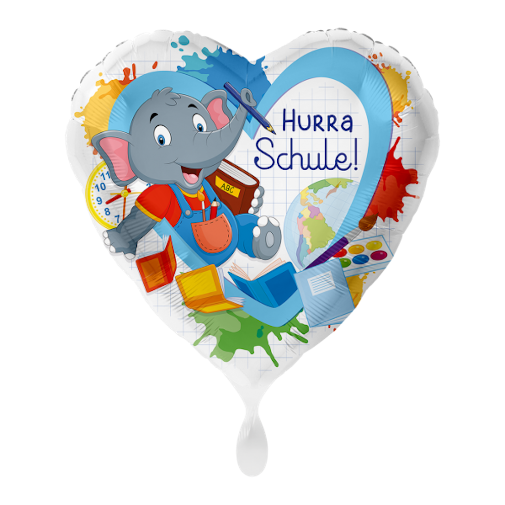 Folienballon Herz - Elefant Hurra Schule