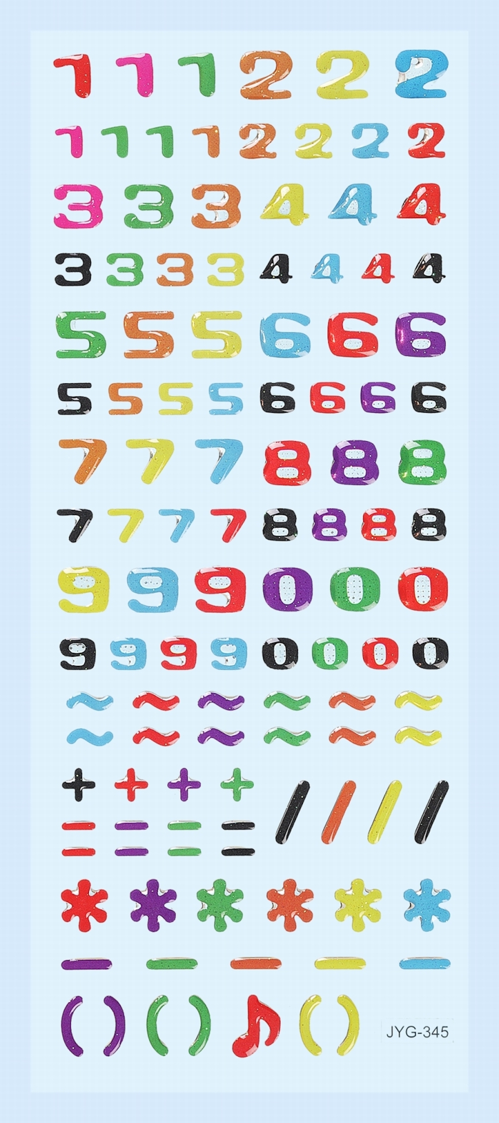 Glossy-Stickers, Zahlen bunt, 7x16cm