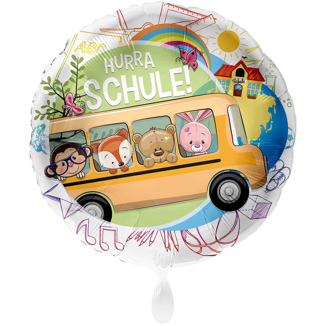 Folienballon XXL - Hurra Schule  Schulbus