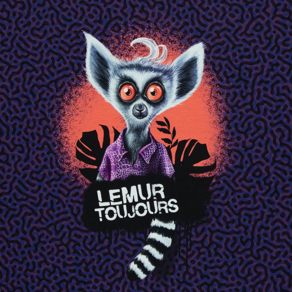 Baumwolljersey Panel - Lemur Toujours lila - 85x160cm