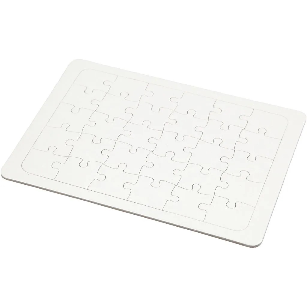 Puzzle aus Pappe; blanko, 21x30 cm, Weiß, 30 Teile, 1 Stk.