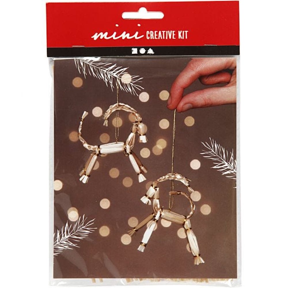 Mini-Kreativset, Weihnachtsziegen aus Stroh, H: 7 cm, 1 Set