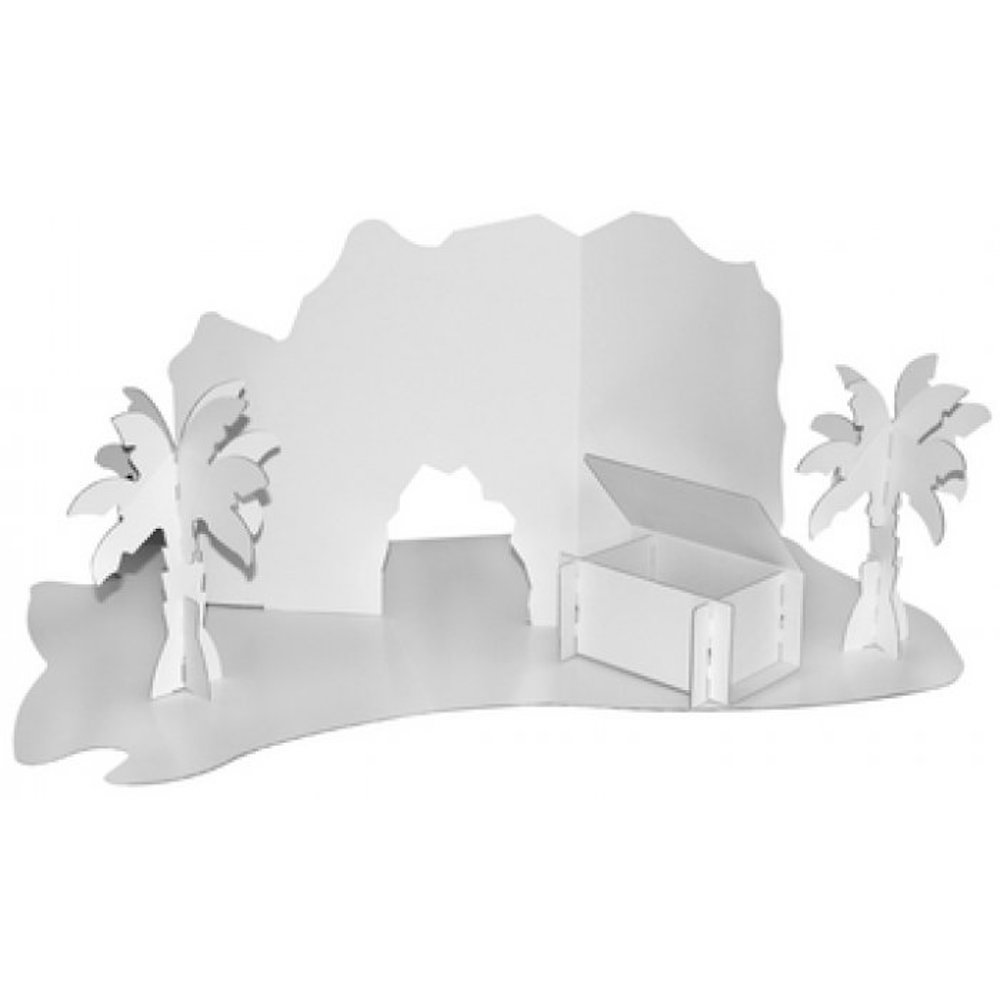 Karton-Bausatz weiß Piraten-Insel 570 x 385 x 260 mm