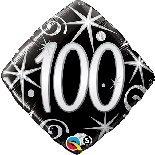 Folienballon eckig - Zahl 100 - Elegant Sparkle