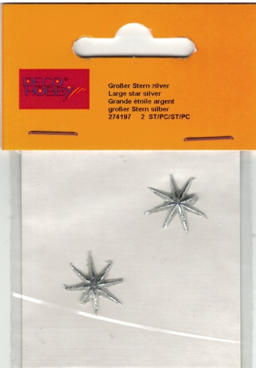 Großer Stern silber ca.15mm, 2 Stck.