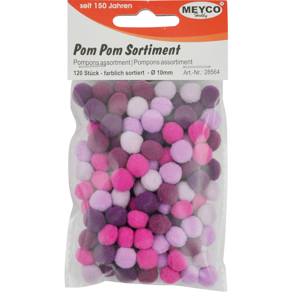 Pom Pom, Pompon Farbsets  10mm, 120 Stück/Btl.