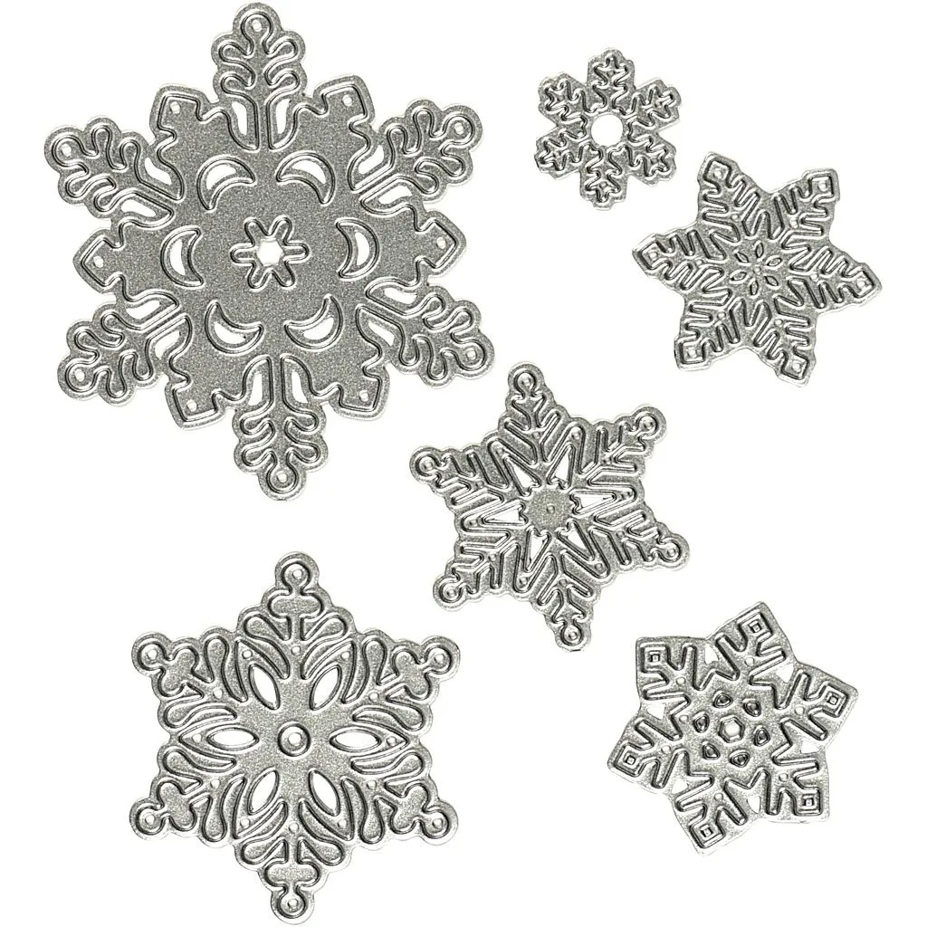 Stanzschablone, Schneeflocken, D 2-6 cm, 6 Stück