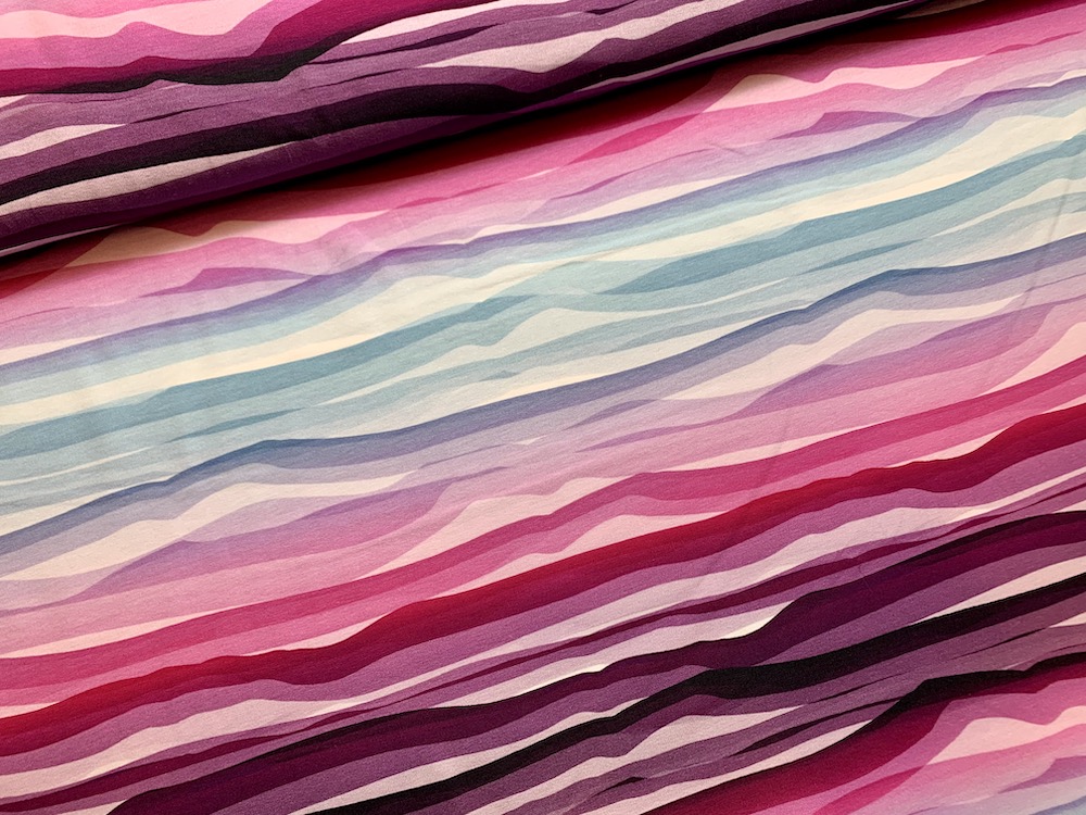 Baumwolljersey - Wavy Stripes by Lycklig Design - pink/blau - Meterware (10cm)