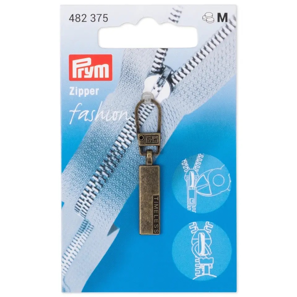Fashion-Zipper, Classic TIMELESS, altmessing   43 mm x 7 mm x 1 mm 