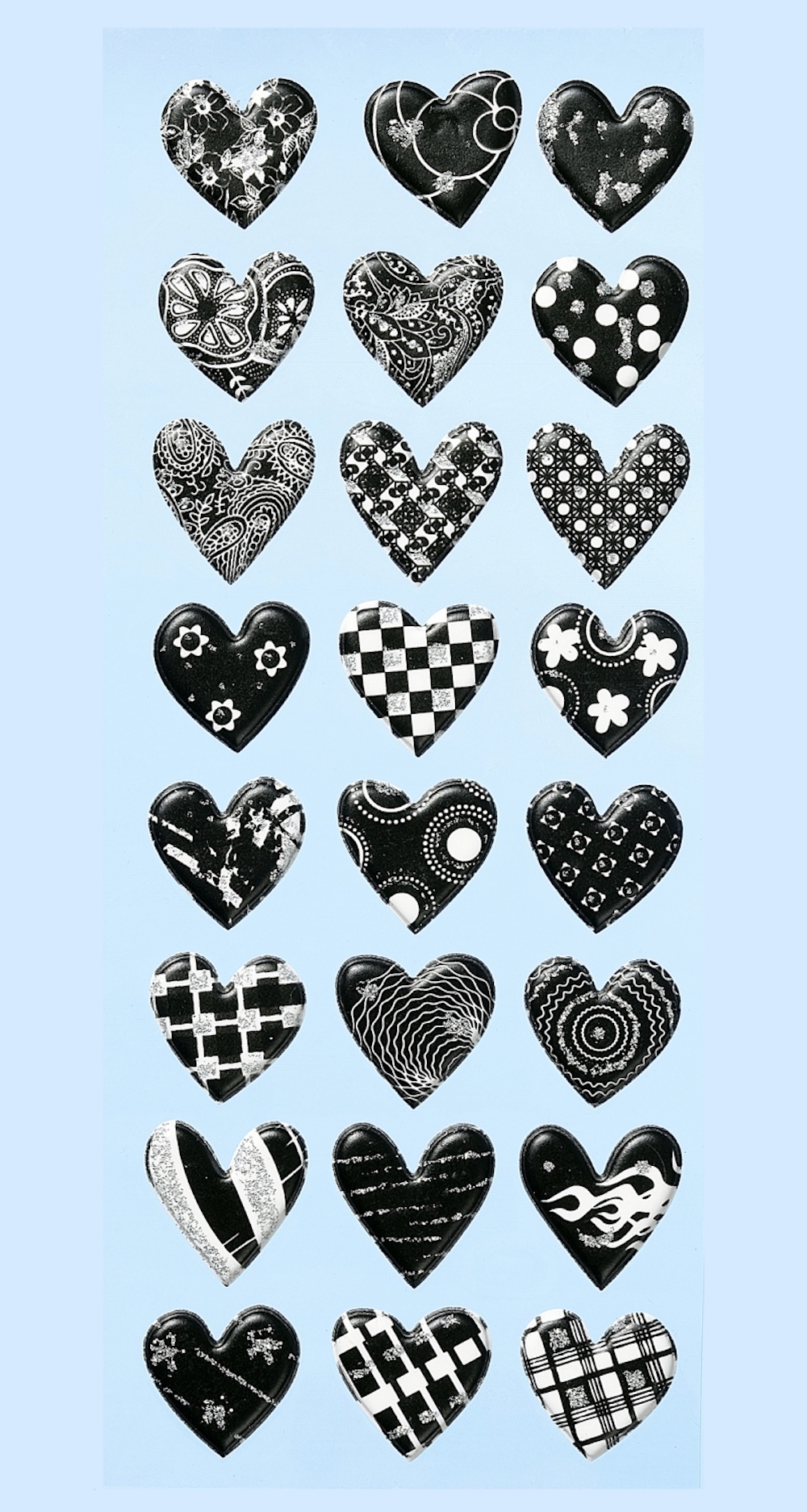 CREApop® Softy Sticker, Herzen schwarz/weiß, 16x10cm