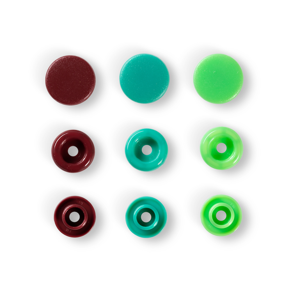 Druckknopf Color Snaps, Prym Love, 12,4mm, grün/hellgrün/braun, 30 Stk.