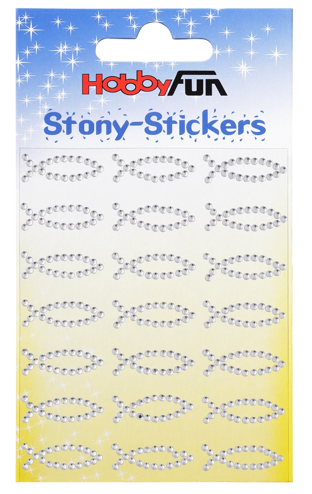 Stony Stickers, Fische Glitzersteine silber  24 mm  21 Stck.