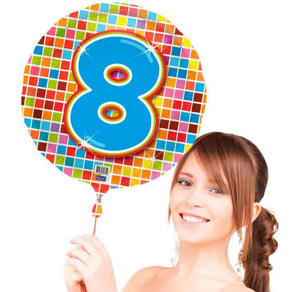 Folienballon rund - Zahl 8 Blocks