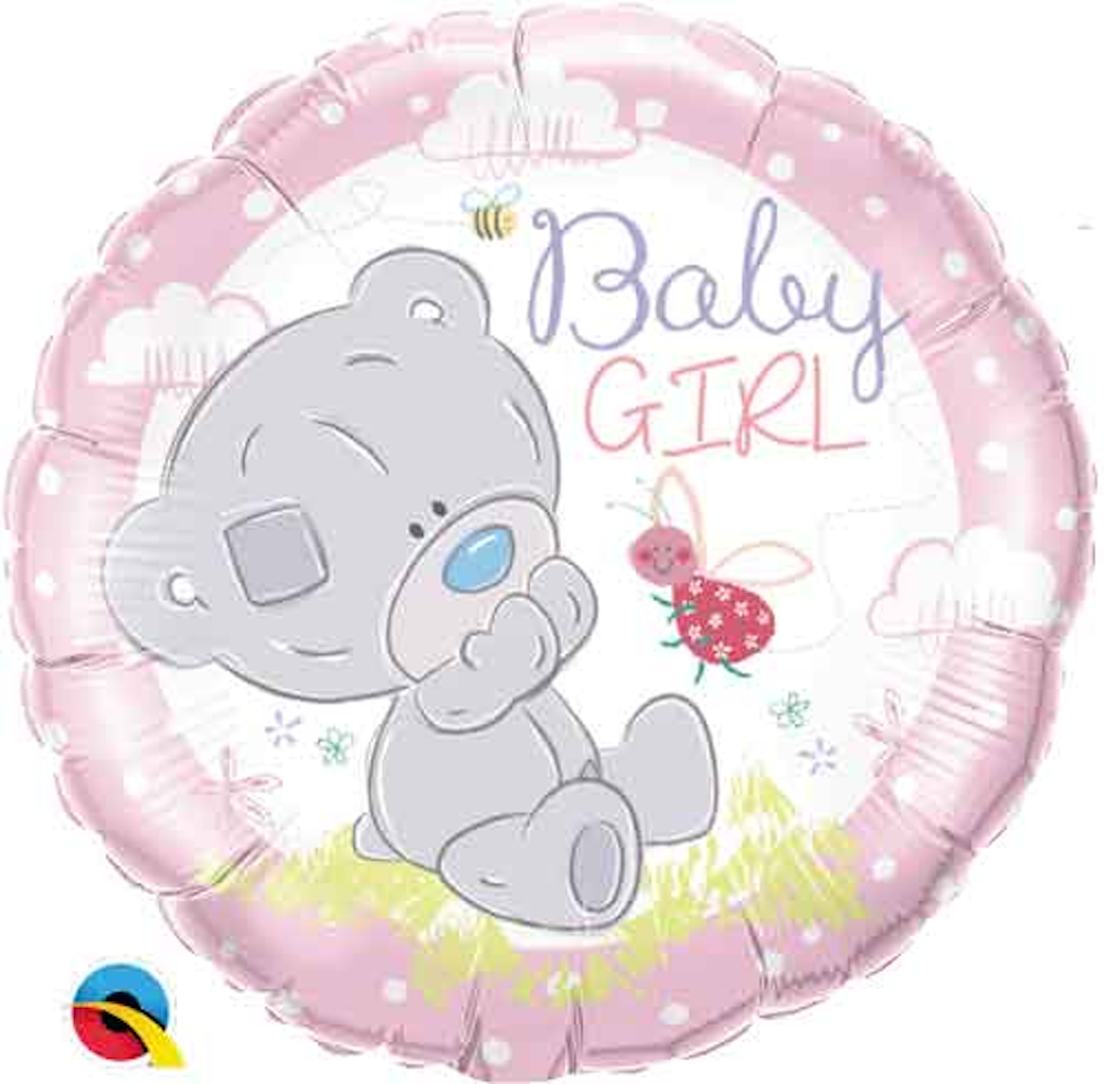 Folienballon rund - Baby Girl Teddybär - 46cm