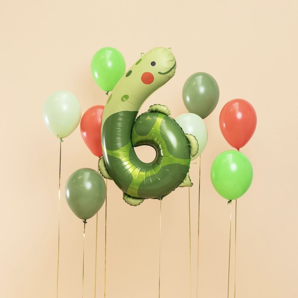 Folienballon Zahl 6 Schildkröte, 75x96cm, 1 Stück