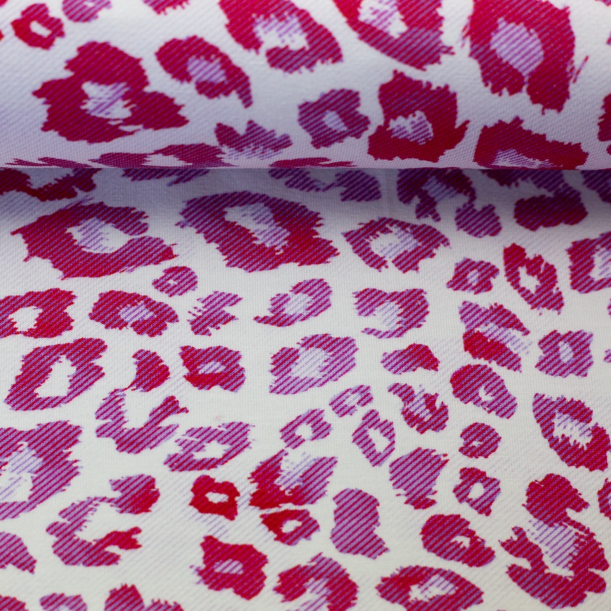 Baumwolljersey Madrid - Leoparden Muster pink/weiß Jeans - Meterware (0,50m)
