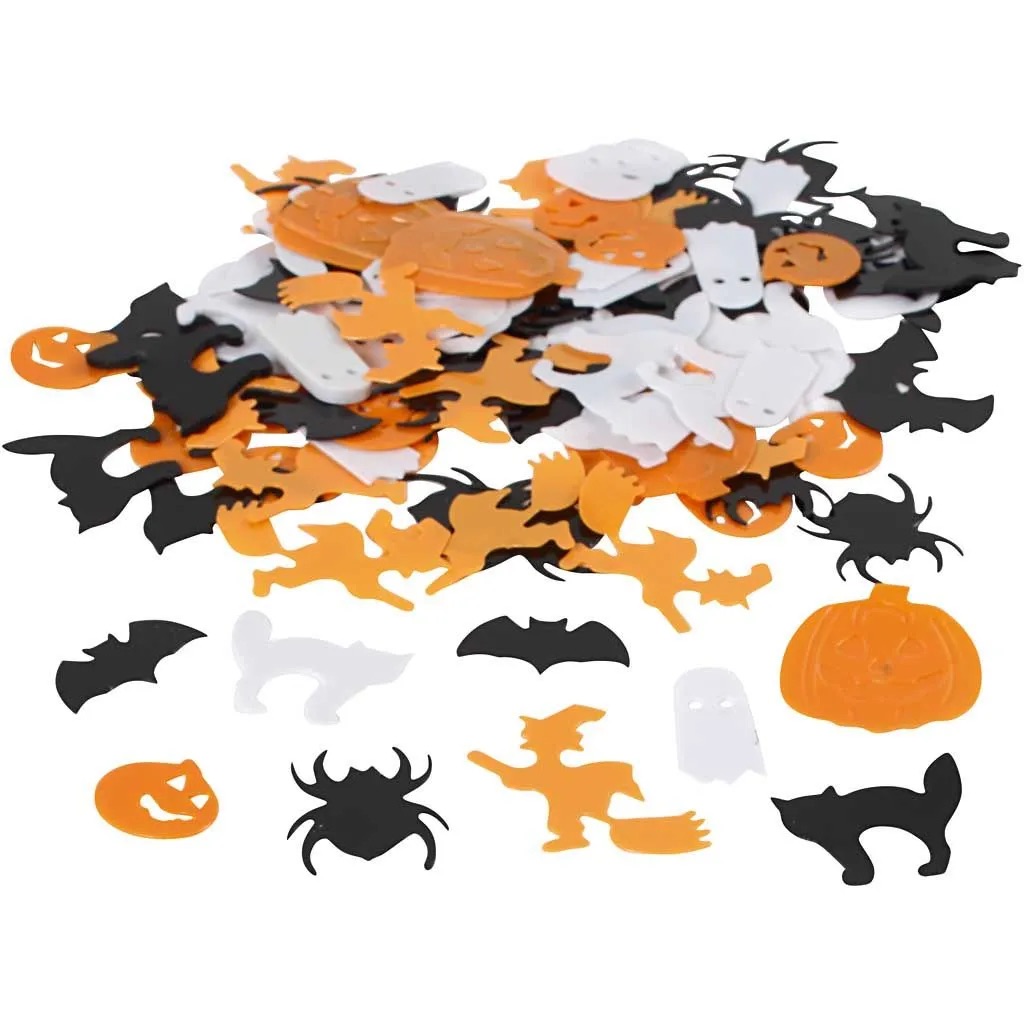 Folienkonfetti Halloween Mix, orange/schwarz/weiß, 10-20mm, 15g