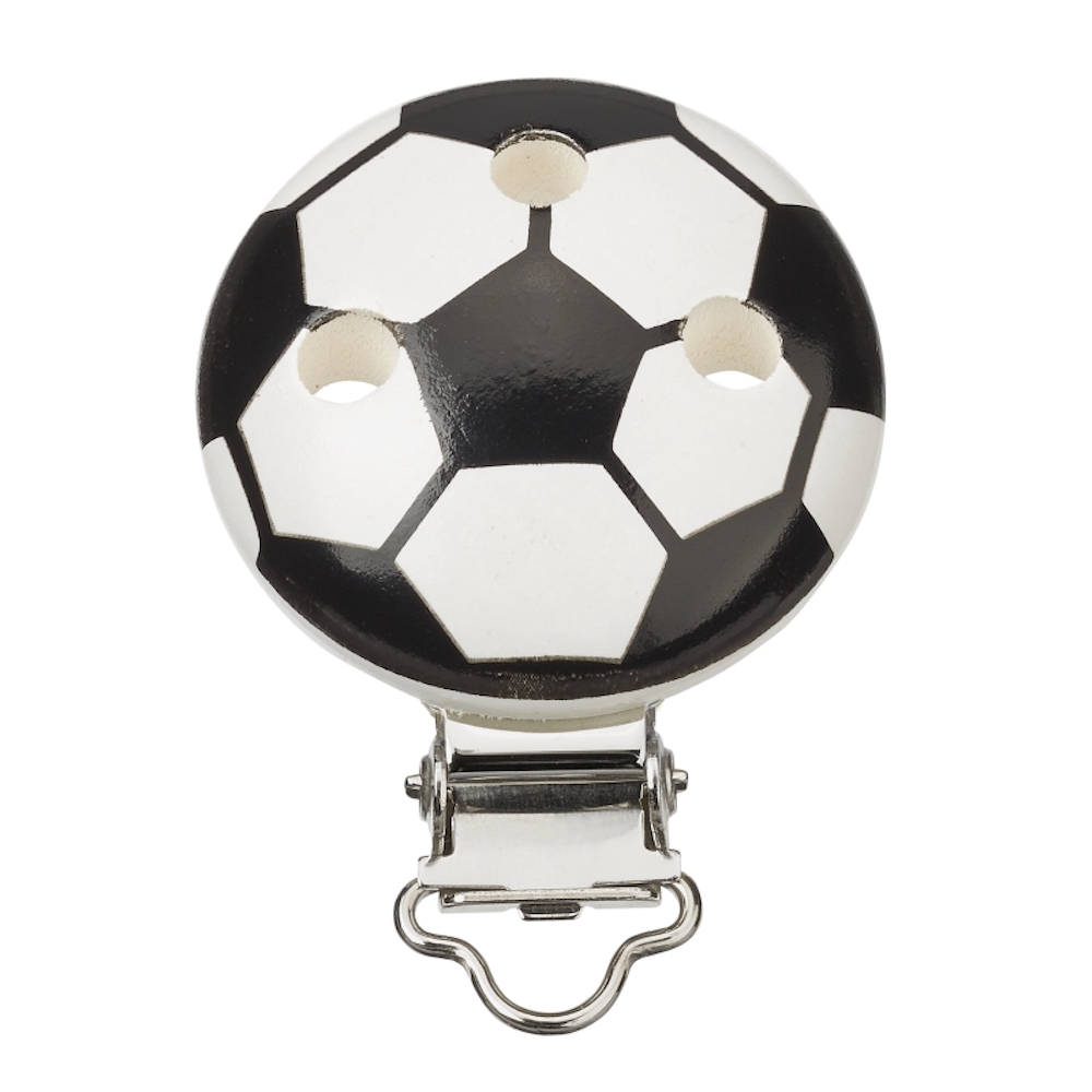 Schnulli-Ketten Clip Fussball, 37 mm, schwarz/weiß, 1 Stück