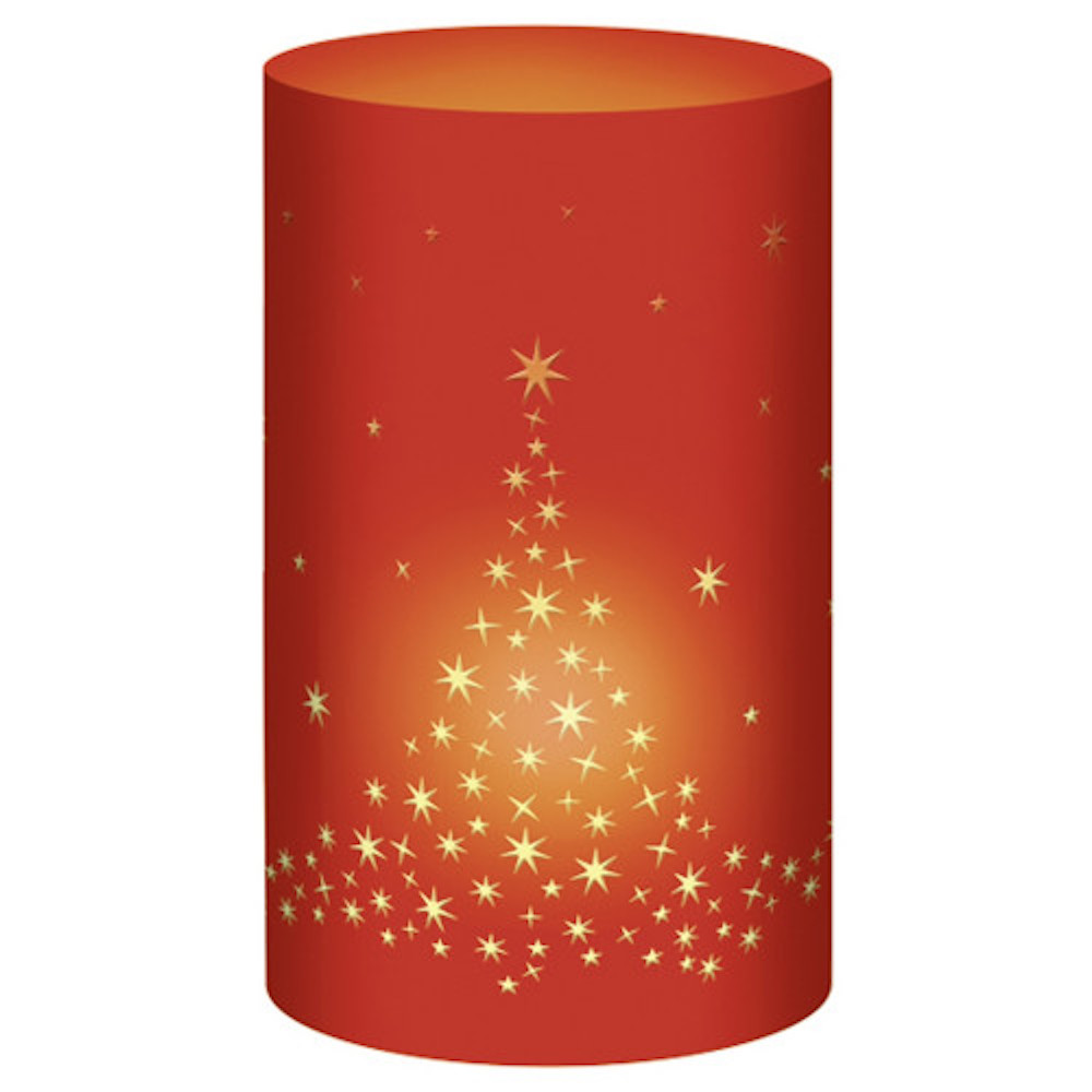 Silhouetten-Tischlichter "Filigrano" Weihnachtsbäume rubinrot - Motiv 30, 5 Blatt