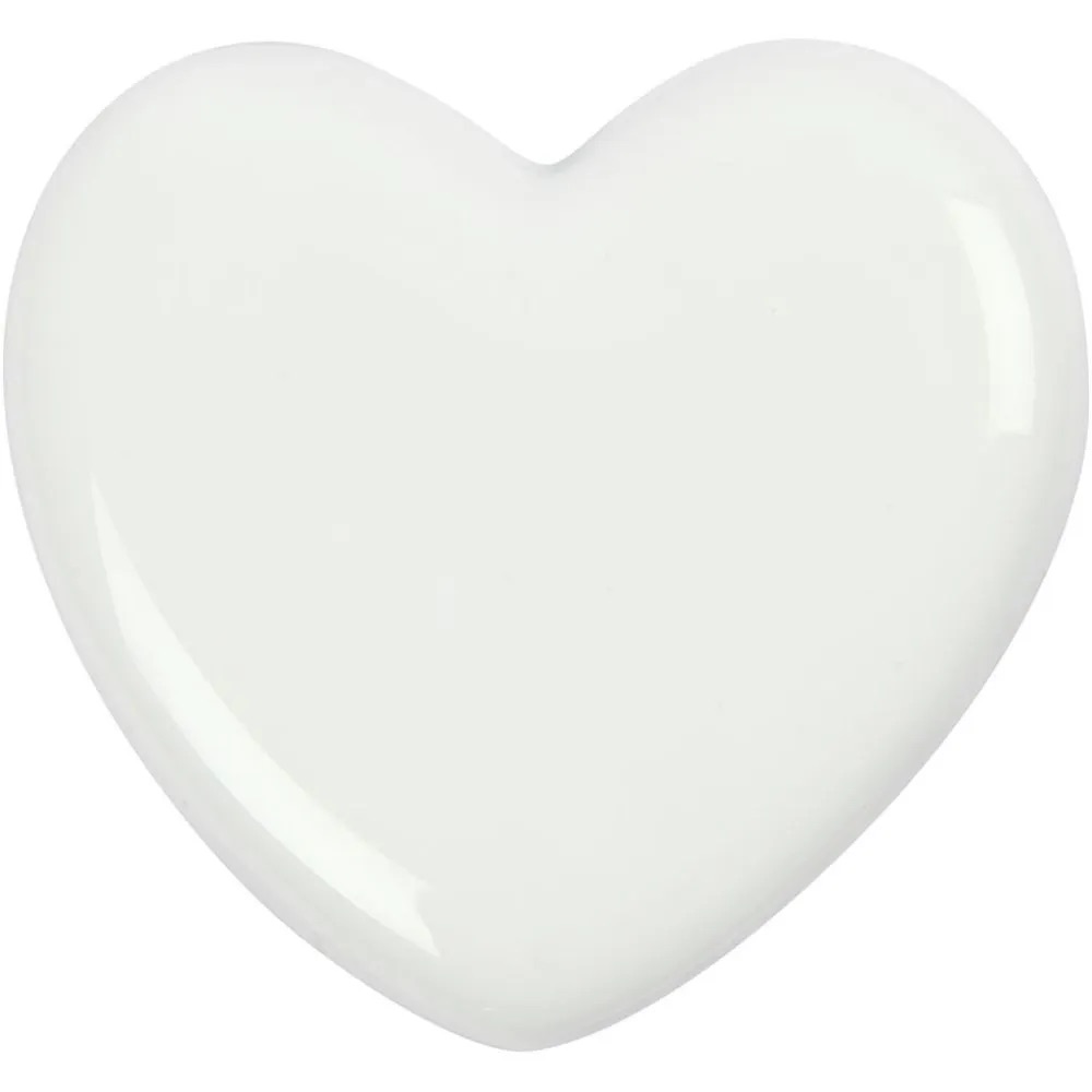 Glas Herz, Größe 6,5x6,5 cm, Dicke 10 mm, Weiß, 1 Stk.