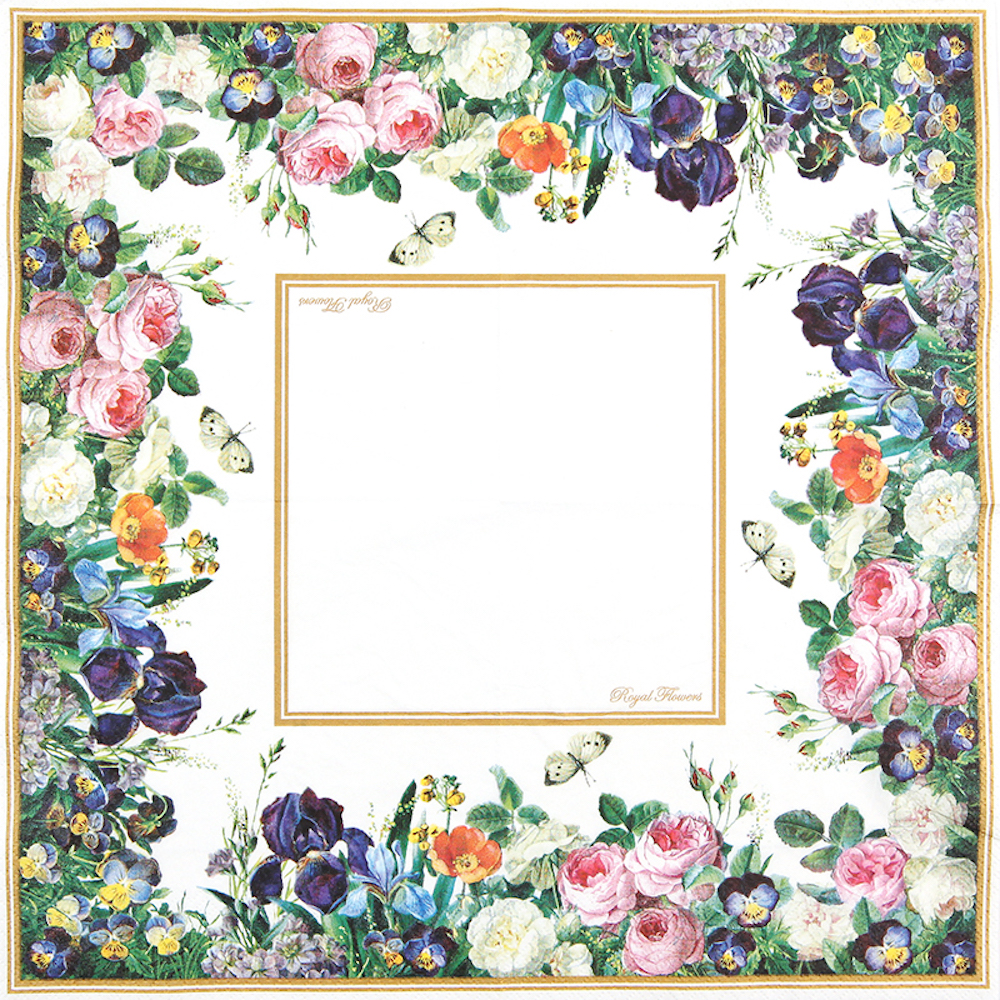 20 Servietten - Royal Flowers-Blumenstück - 33x33cm - 3-lagig 