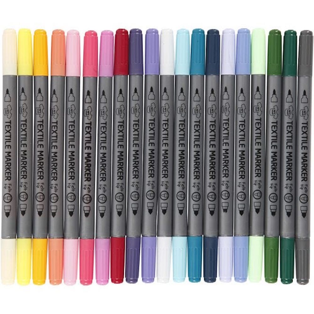 Textil Marker Stoffmalstifte, 20 Stück -Zusätzliche Farben-