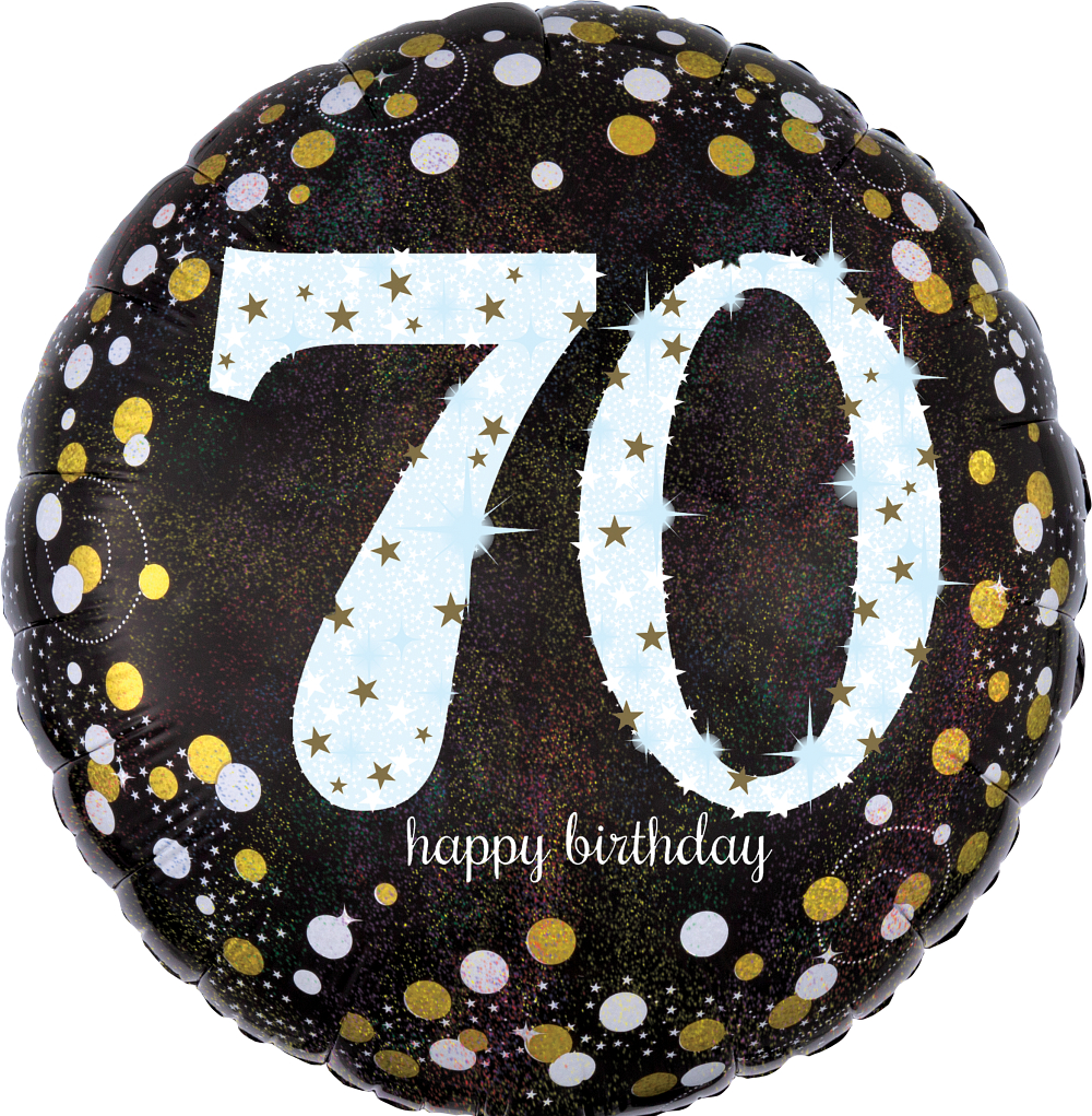 Folienballon rund - Zahl 70 - Sparkling Birthday - 45cm